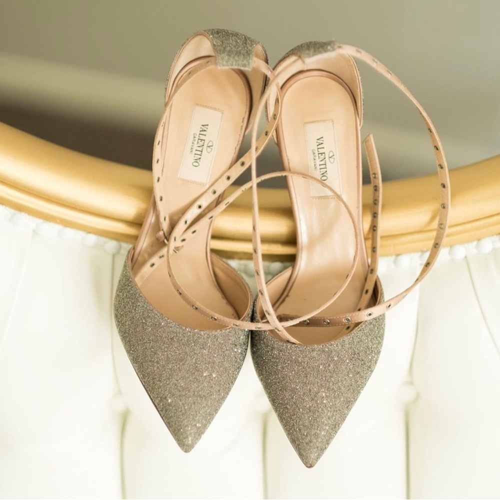 NEW Valentino Glitter Ankle Wrap Heels